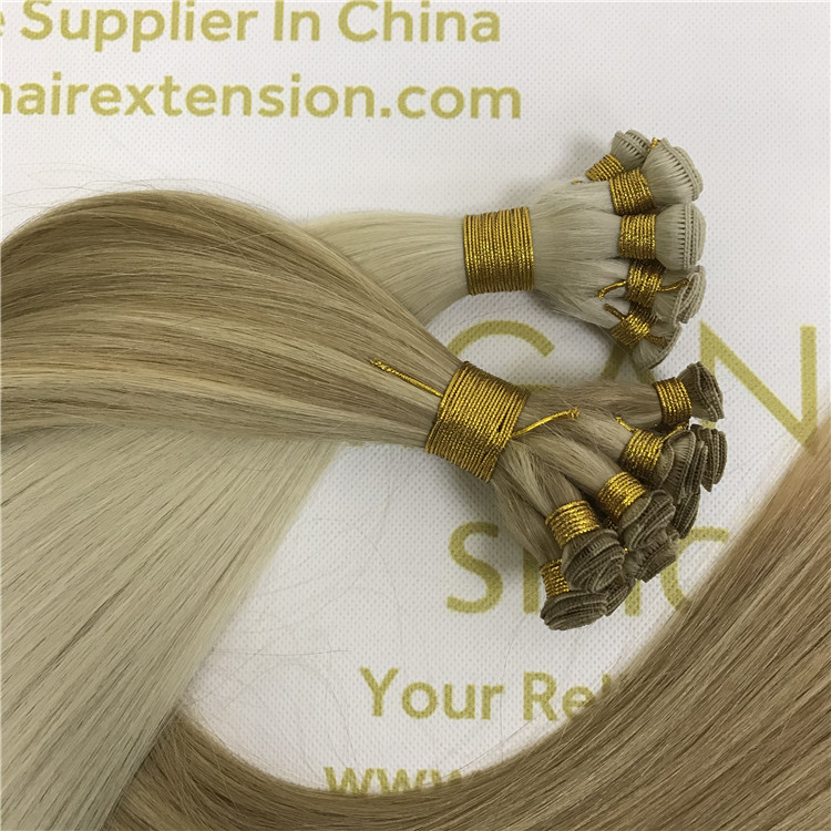 Wholesale human cutilce remy hand tied weft hair extensions hot sale X391